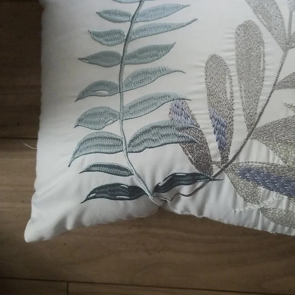 White Embroidered Accent Throw Pillow